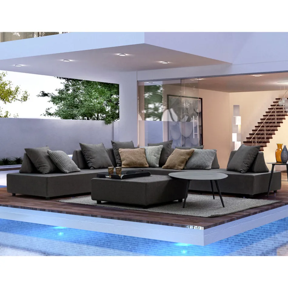 Modern Design Corner Outdoor Lounge in Homemotion Fabric - Benito Viadurini