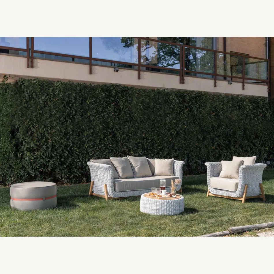 Modular Garden Lounge in Teak and Hand Woven Rope - Arjuna Viadurini