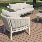 Living Room Consisting of 2 Armchairs, 1 Sofa and 2 Coffee Tables in Aluminum - Fusion Viadurini