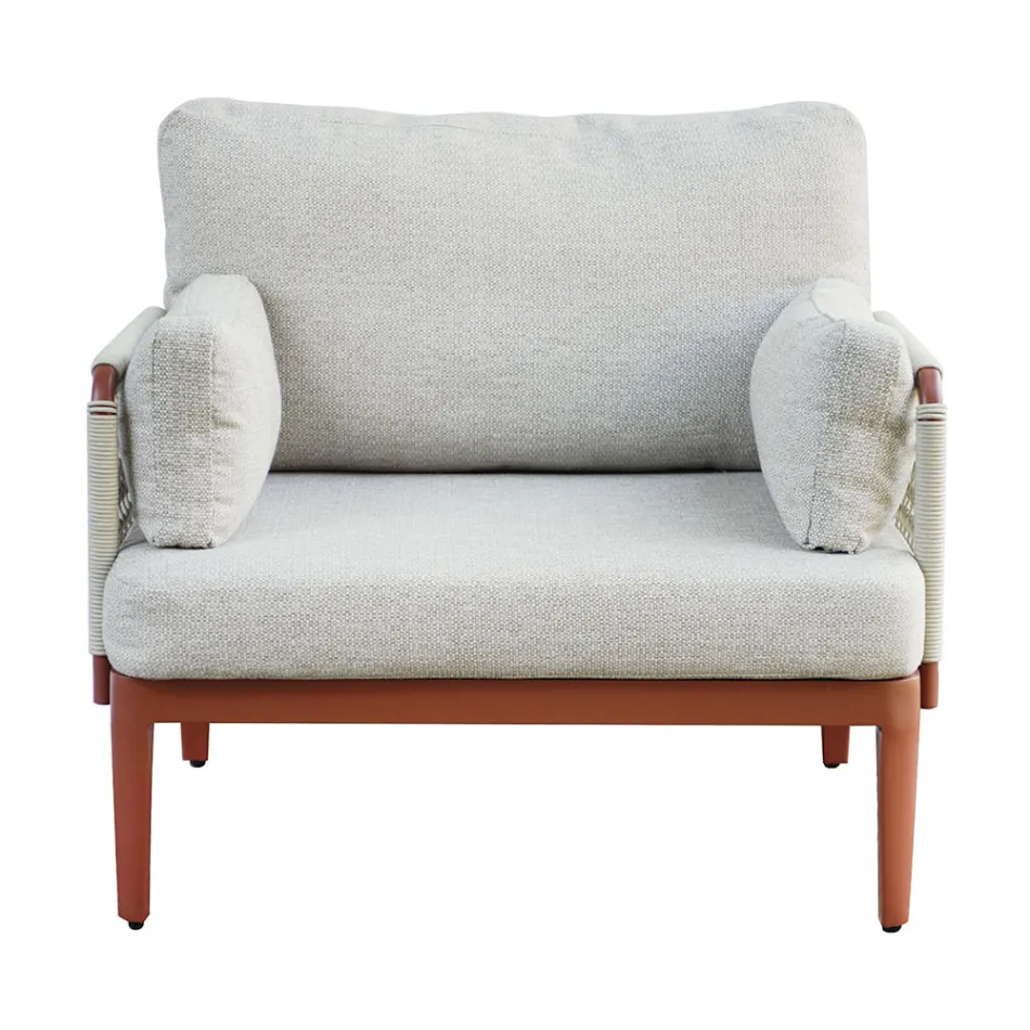 Living Room Consisting of 2 Armchairs, 1 Sofa and Coffee Table in Aluminum - Symphony Viadurini