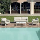 Living Room Consisting of 2 Armchairs, 1 Sofa and Coffee Table in Aluminum - Symphony Viadurini