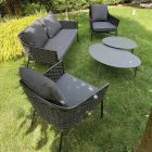 Living Room Consisting of Sofa, Armchairs and 2 Aluminum Coffee Tables - Yuma Viadurini