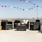 Living room with 1 sofa, 2 armchairs and 1 coffee table with seat cushions - Machine Viadurini