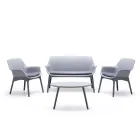 Living room with 1 sofa, 2 armchairs and 1 coffee table in polypropylene - Machine Viadurini