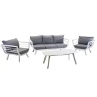 Outdoor Living Room Consisting of 1 3-Seater Sofa, 2 Armchairs and 1 Coffee Table - Righello Viadurini