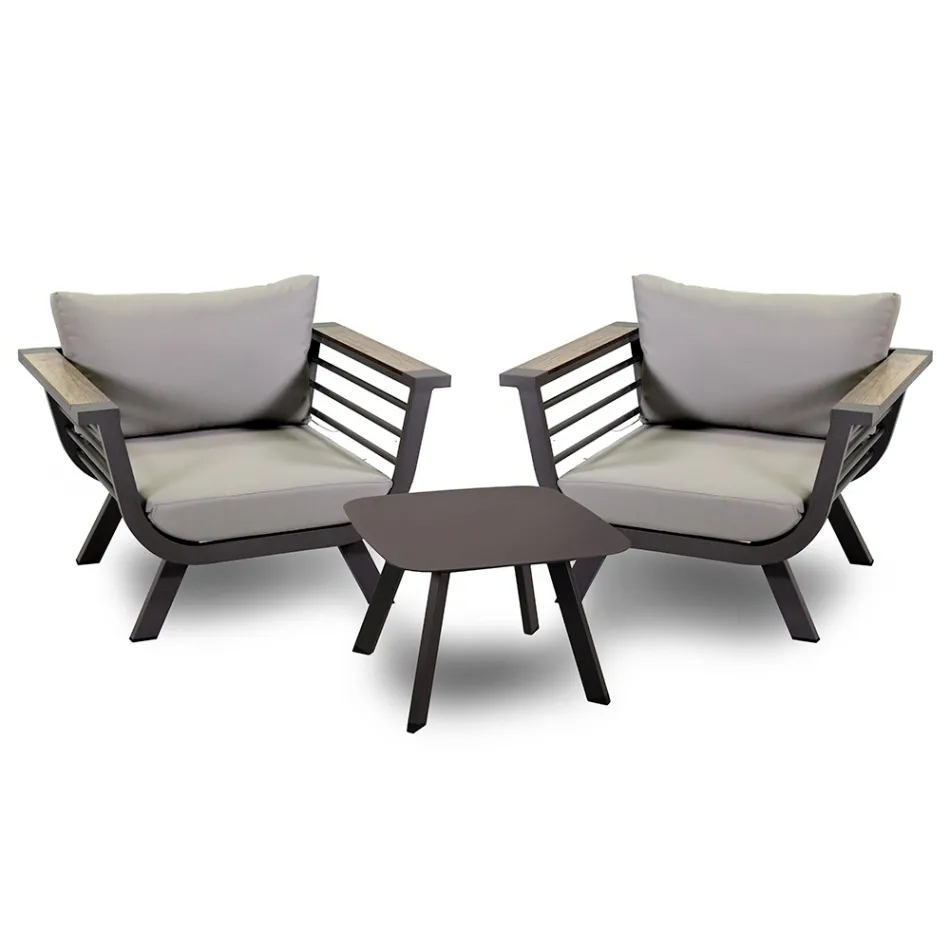 Outdoor Living Room Consisting of 2 Armchairs and 1 Coffee Table - Righello Viadurini