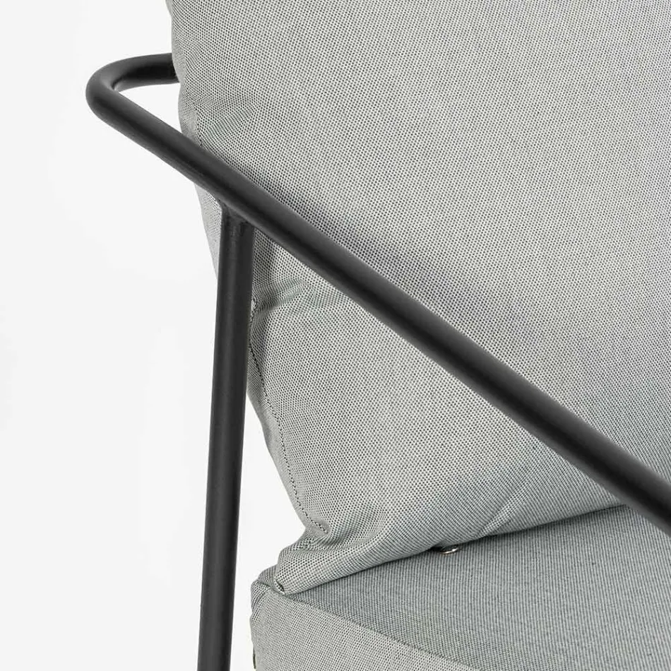 Outdoor Living Room with 1 Sofa, 2 Armchairs and 2 Steel Tables - Prefer Viadurini