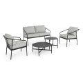 Outdoor Living Room with 1 Sofa, 2 Armchairs and 2 Steel Tables - Prefer