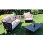 Outdoor Living Room with Sofa, Armchair and Rectangular Coffee Table - Dandelium Viadurini