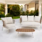 Outdoor Lounge with Aluminum Frame and Rope Backrest - Skyline Viadurini