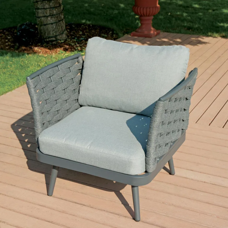 Outdoor Living Room with Aluminium Coffee Table in Different Colors - Harmony Viadurini