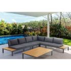 Outdoor and Indoor Living Room Consisting of 1 Corner Sofa and 1 Coffee Table - Savoir Viadurini