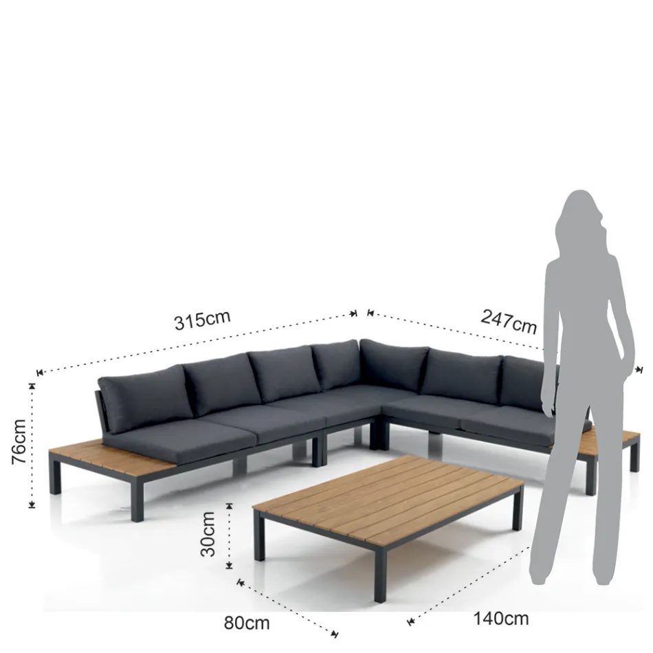 Outdoor and Indoor Living Room Consisting of 1 Corner Sofa and 1 Coffee Table - Savoir Viadurini