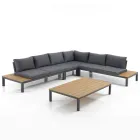 Outdoor and Indoor Living Room Consisting of 1 Corner Sofa and 1 Coffee Table - Savoir Viadurini