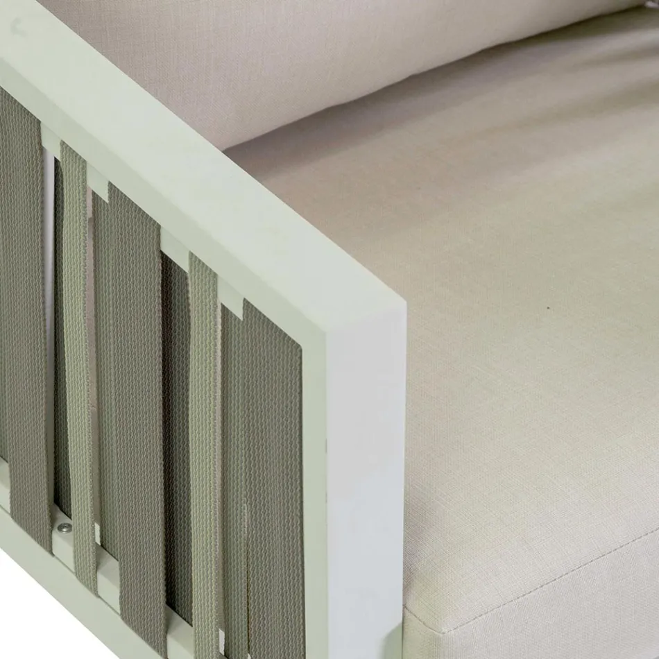 Outdoor Lounge in White Aluminum and Cream Cushions - Relaz Viadurini