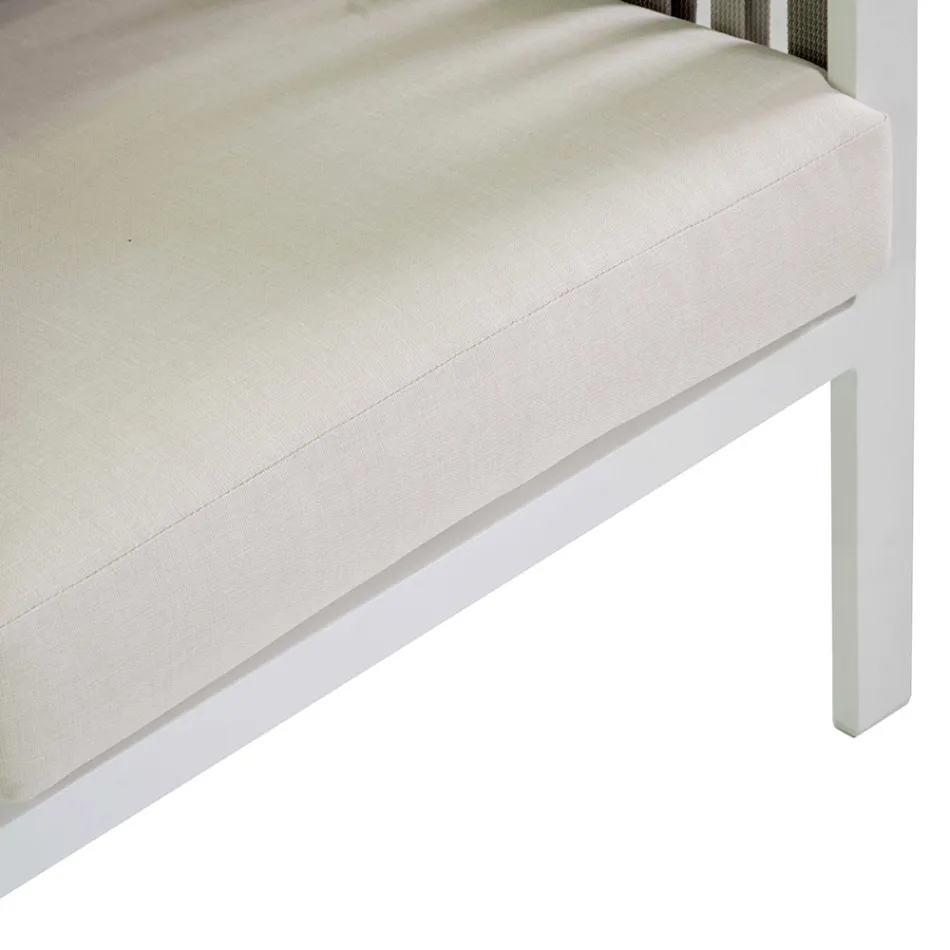 Outdoor Lounge in White Aluminum and Cream Cushions - Relaz Viadurini