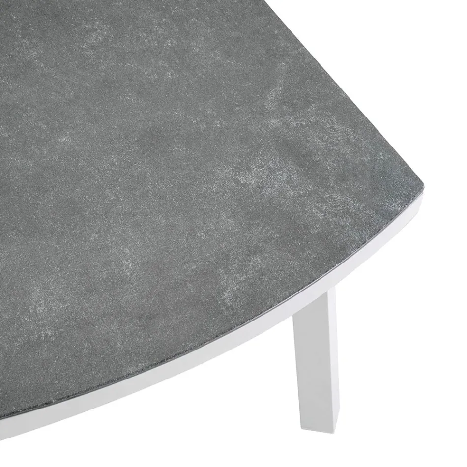 Outdoor Lounge in White Aluminum and Cream Cushions - Relaz Viadurini