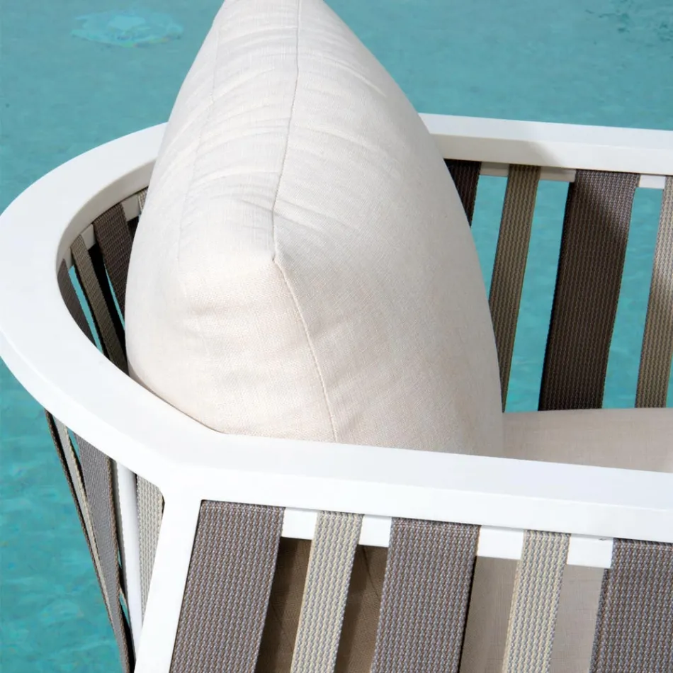 Outdoor Lounge in White Aluminum and Cream Cushions - Relaz Viadurini