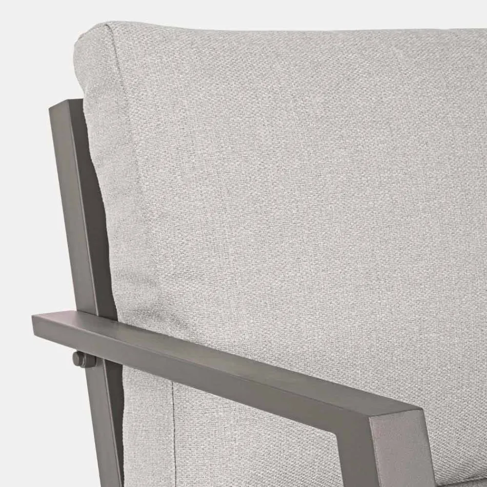 Outdoor Lounge in Aluminum with Cushions Covered in Fabric - Armonia Viadurini