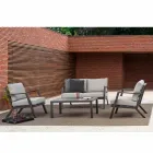 Outdoor Lounge in Aluminum with Cushions Covered in Fabric - Armonia Viadurini