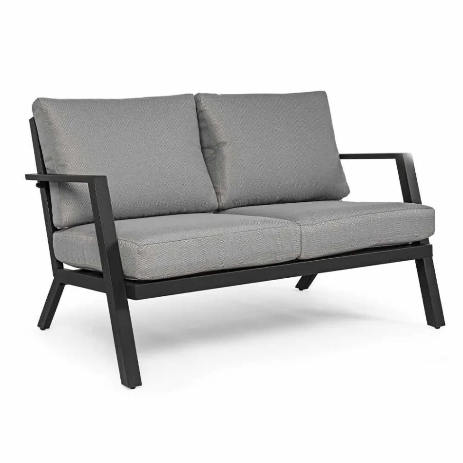 Outdoor Lounge in Aluminum with Cushions Covered in Fabric - Armonia Viadurini