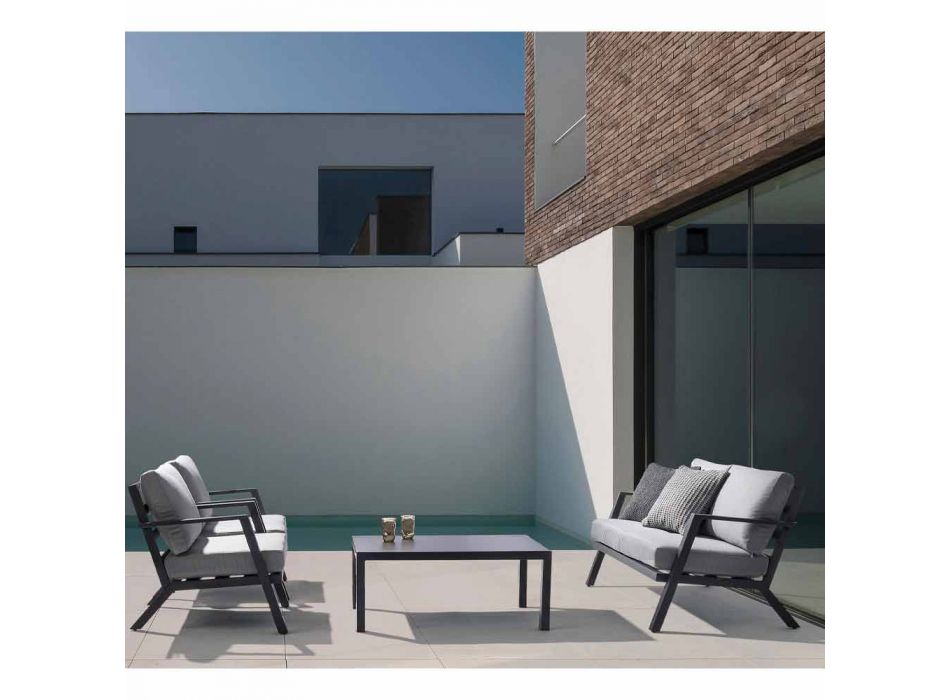 Outdoor Lounge in Aluminum with Cushions Covered in Fabric - Armonia Viadurini