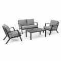 Outdoor Lounge in Aluminum with Cushions Covered in Fabric - Armonia