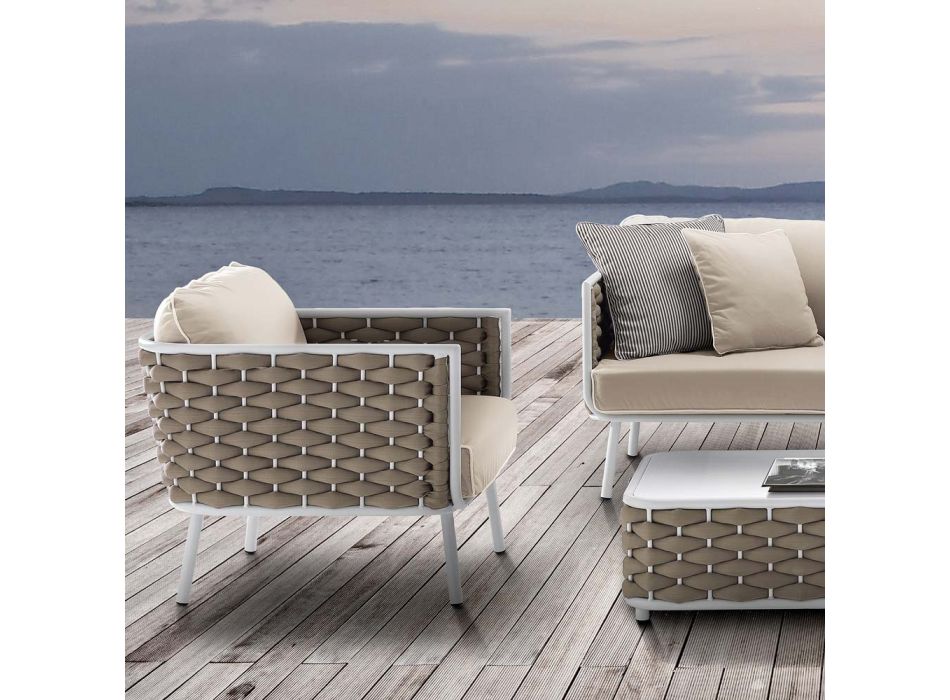 Outdoor Lounge in Aluminum and Woven Fabric - Reda Viadurini