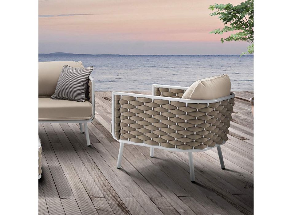 Outdoor Lounge in Aluminum and Woven Fabric - Reda Viadurini