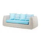 Outdoor Lounge in Polyrattan and Blue Cushions - Charlie Viadurini