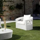 REHAU Brand Polyrattan Outdoor Lounge Set and White Cushions - Charmix Viadurini