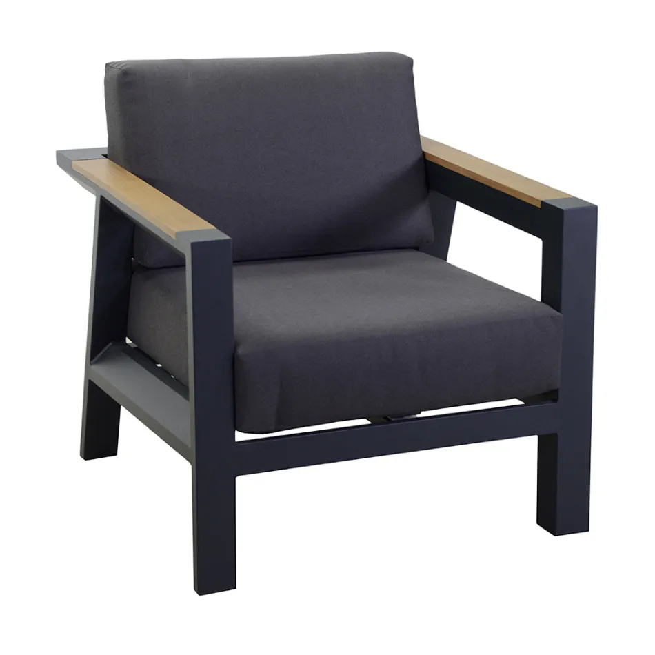 Outdoor Lounge Made of Aluminum with Brazilian Teak Details - Diary Viadurini