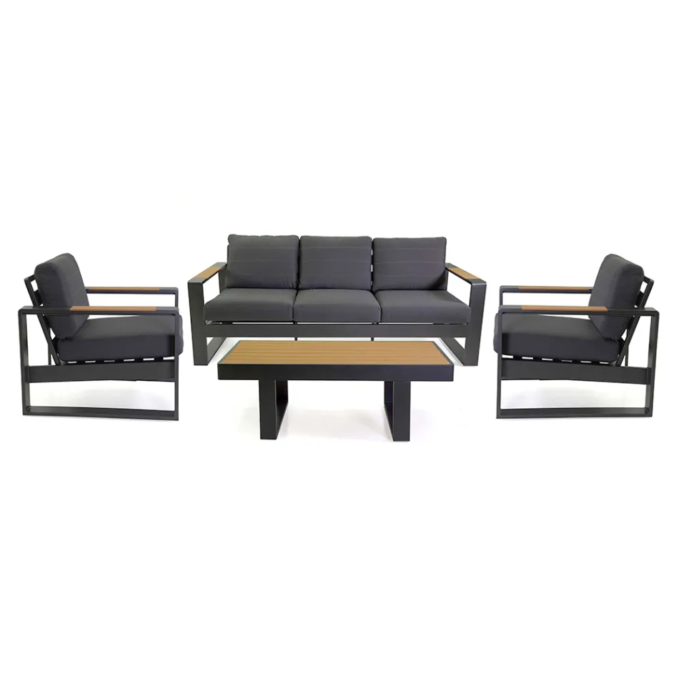 Outdoor Lounge Made of Aluminum and Polywood Armrests - City Viadurini