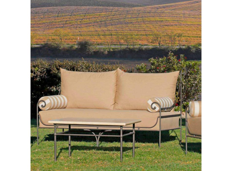 Artisan Garden Lounge with Iron Structure Made in Italy - Lisotto