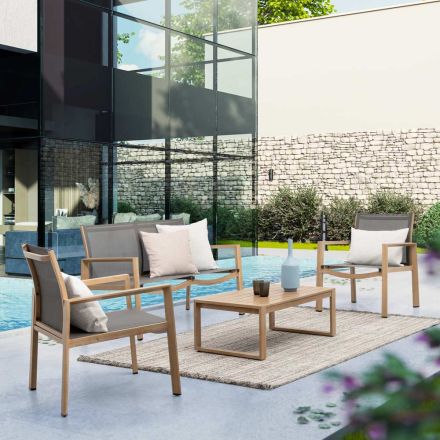 Garden lounge with 1 sofa, 2 armchairs and 1 coffee table - Plan Viadurini
