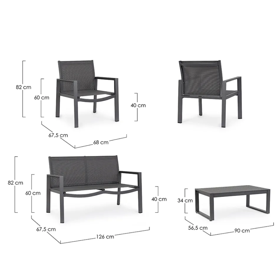 Garden lounge with 1 sofa, 2 armchairs and 1 coffee table - Plan Viadurini