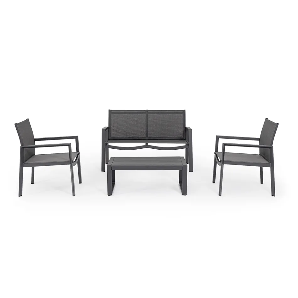 Garden lounge with 1 sofa, 2 armchairs and 1 coffee table - Plan Viadurini