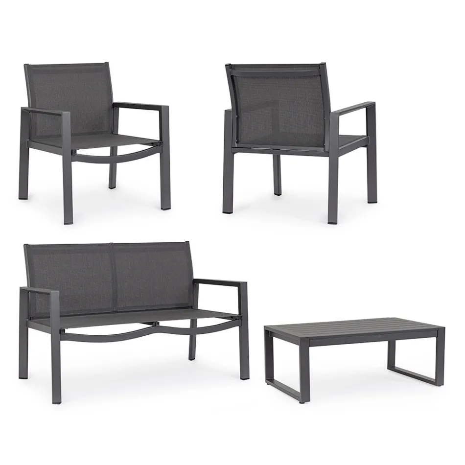 Garden lounge with 1 sofa, 2 armchairs and 1 coffee table - Plan Viadurini