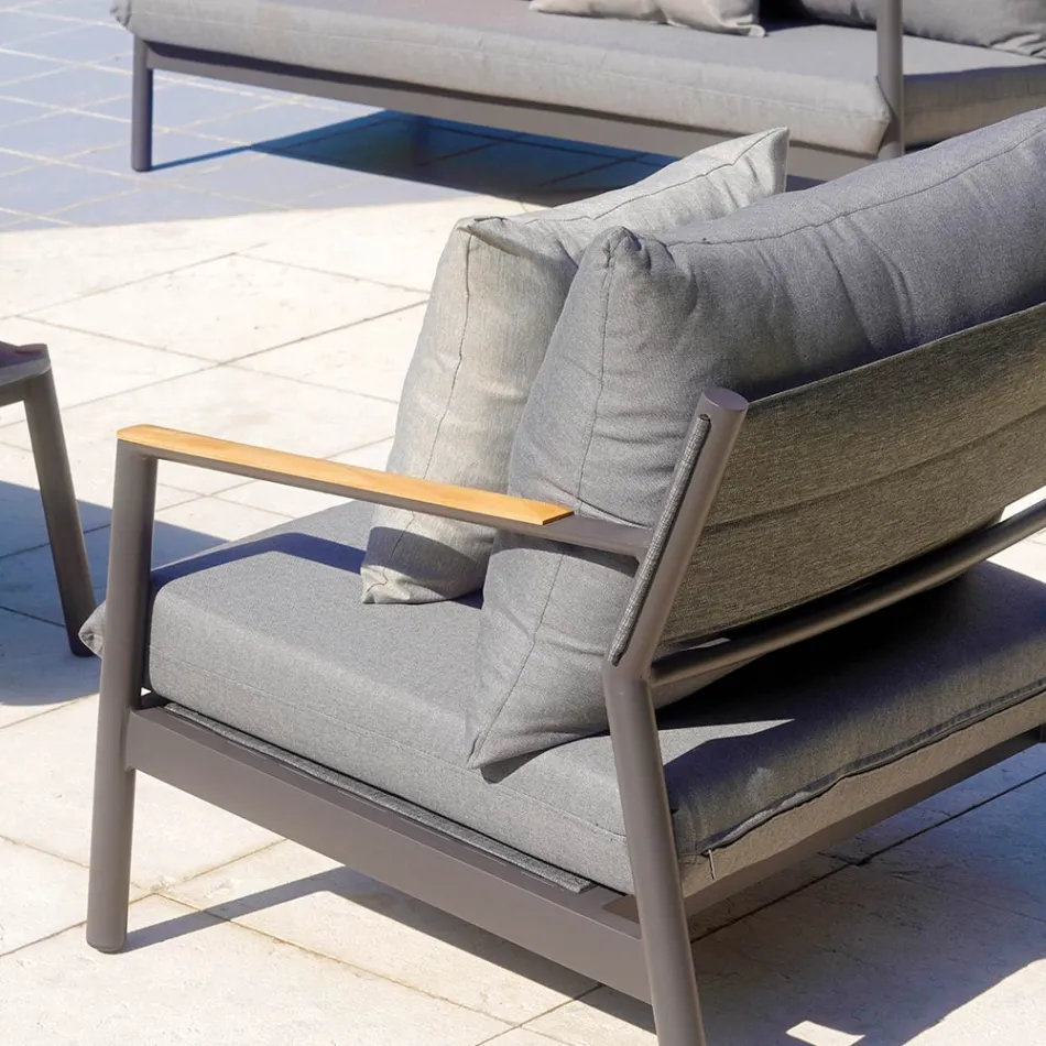 Garden Lounge with 2 Armchairs, 1 Sofa and 1 Aluminium Table - Minni Viadurini