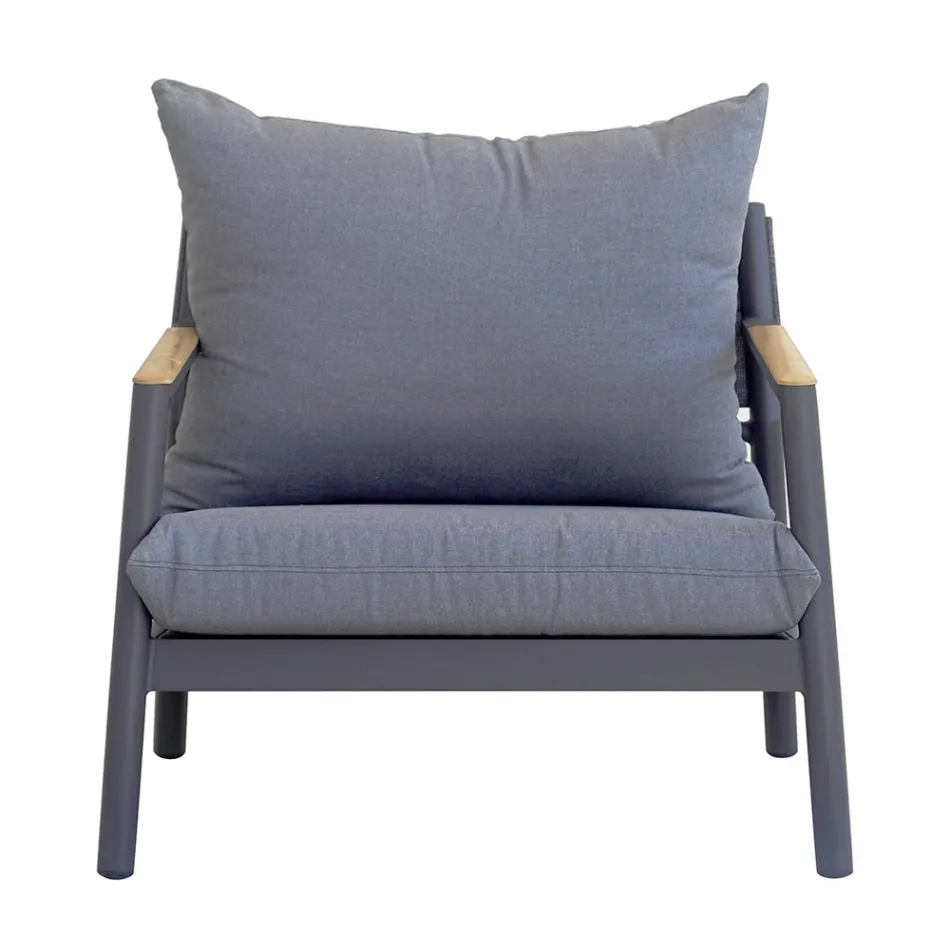 Garden Lounge with 2 Armchairs, 1 Sofa and 1 Aluminium Table - Minni Viadurini