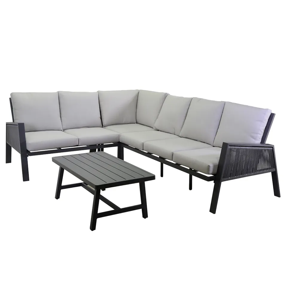 Garden Lounge with Sofa and Coffee Table Made of Aluminum - Label Viadurini