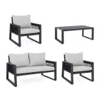 Garden Lounge in White or Black Aluminum Design - Milk Rain Viadurini