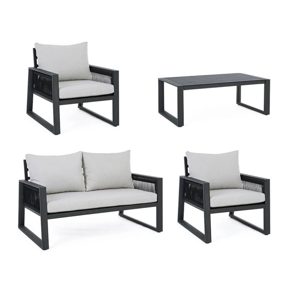 Garden Lounge in White or Black Aluminum Design - Milk Rain Viadurini