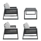Garden Lounge in White or Black Aluminum Design - Milk Rain Viadurini