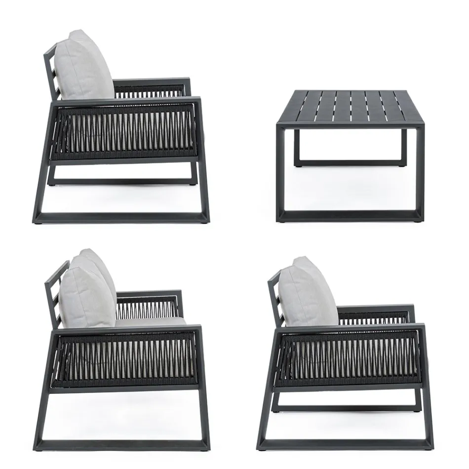 Garden Lounge in White or Black Aluminum Design - Milk Rain Viadurini