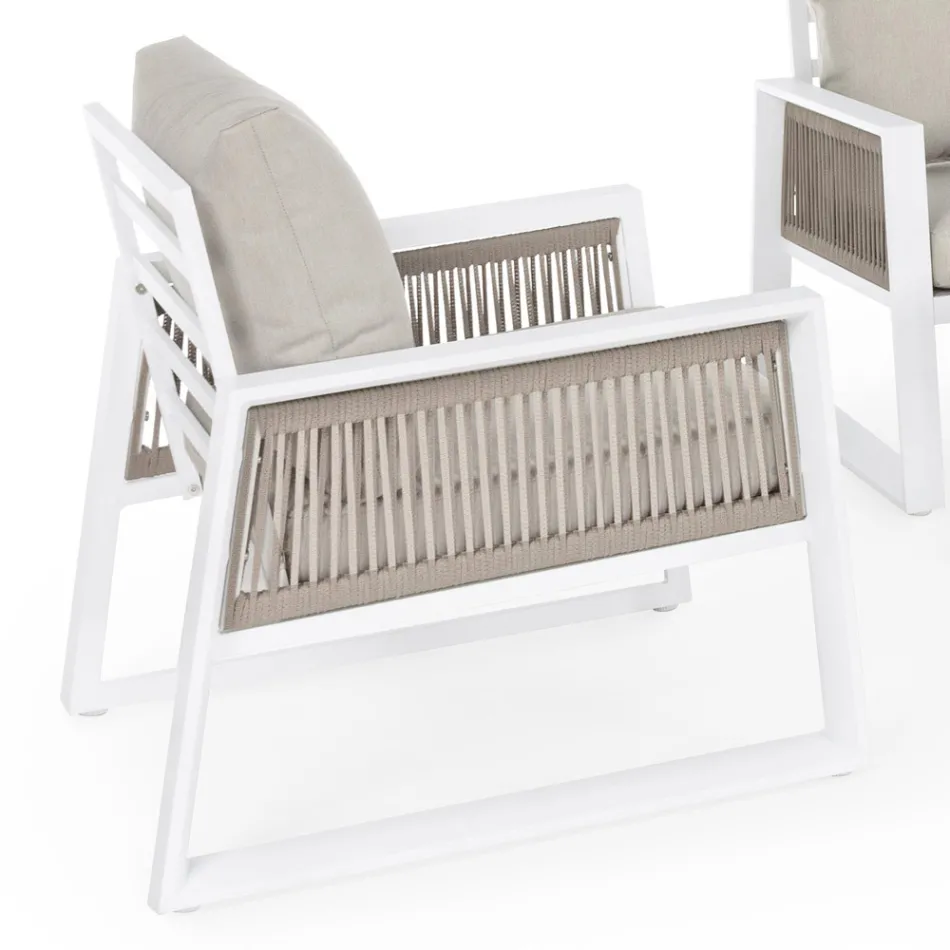 Garden Lounge in White or Black Aluminum Design - Milk Rain Viadurini