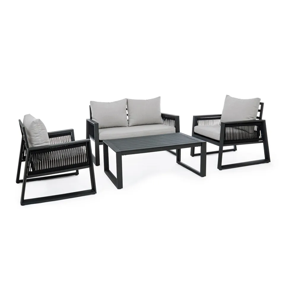 Garden Lounge in White or Black Aluminum Design - Milk Rain Viadurini