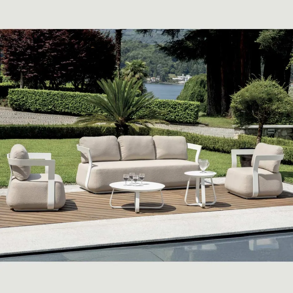 Aluminum Garden Lounge Set and 2 Aluminum Coffee Tables - Brisa Viadurini