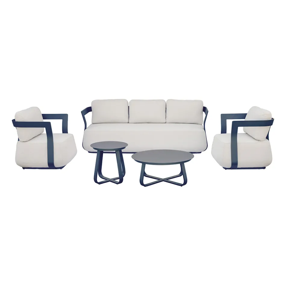 Aluminum Garden Lounge Set and 2 Aluminum Coffee Tables - Brisa Viadurini