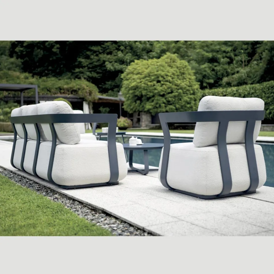 Aluminum Garden Lounge Set and 2 Aluminum Coffee Tables - Brisa Viadurini